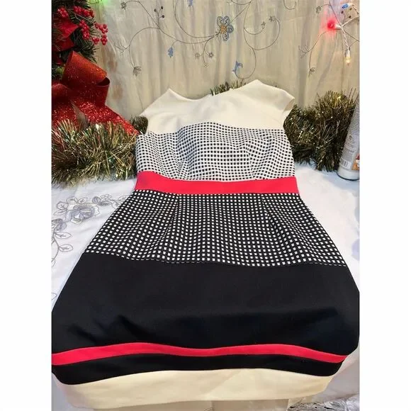 Studio One Women's 2P Multicolor Checkered Sleeveless Knee Dress - Picture 2 of 5